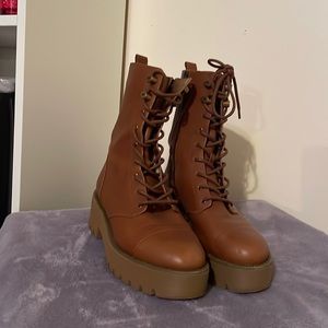 Brown Michael Kors Lace Up Boots